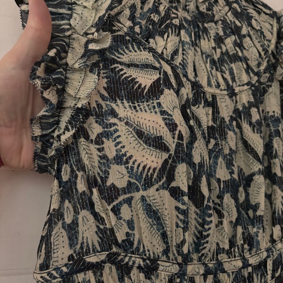 Ulla Johnson‎ Amalia Dress Indigo Batik Print High Low Midi Dress Ruffle Size 10 - Picture 7 of 16